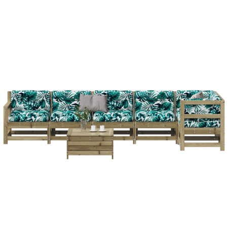 vidaXL 7-tlg. Garten-Lounge-Set mit Kissen Imprägniertes Kiefernholz