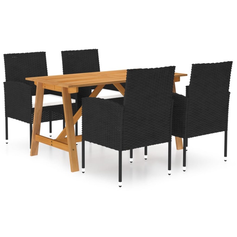 vidaXL 5-tlg. Garten-Essgruppe Schwarz vidaXL 5-tlg. Garten-Essgruppe Schwarz