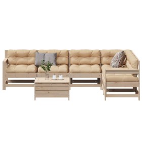 vidaXL 7-tlg. Garten-Lounge-Set mit Kissen Massivholz Kiefer