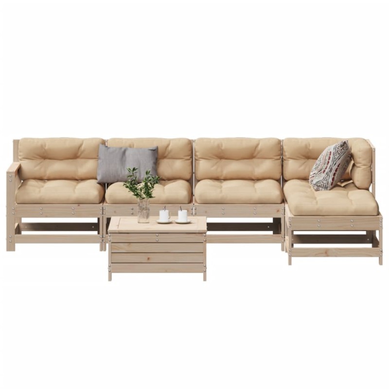 vidaXL 6-tlg. Garten-Lounge-Set mit Kissen Massivholz Kiefer vidaXL 6-tlg. Garten-Lounge-Set mit Kissen Massivholz Kiefer