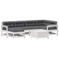 vidaXL 7-tlg. Garten-Lounge-Set mit Kissen Weiß Massivholz Kiefer vidaXL 7-tlg. Garten-Lounge-Set mit Kissen Weiß Massivholz Kiefer