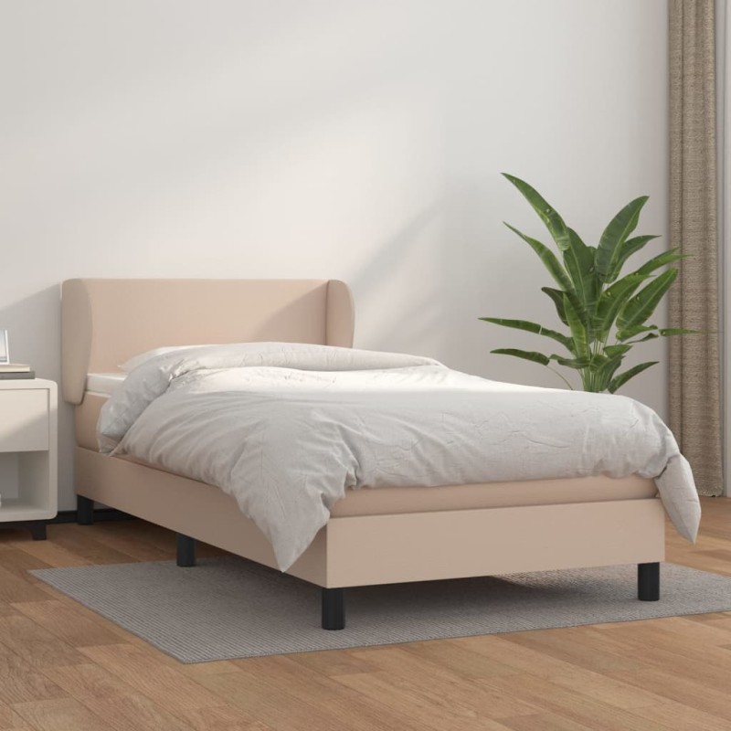vidaXL Boxspringbett mit Matratze Cappuccino-Braun 80x200cm Kunstleder vidaXL Boxspringbett mit Matratze Cappuccino-Braun 80x200cm Kunstleder