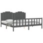 Massivholzbett mit Kopfteil Grau 200x200 cm Massivholzbett mit Kopfteil Grau 200x200 cm