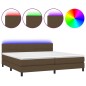 vidaXL Boxspringbett mit Matratze & LED Dunkelbraun 200x200 cm Stoff vidaXL Boxspringbett mit Matratze & LED Dunkelbraun 200x200 cm Stoff