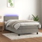 vidaXL Boxspringbett mit Matratze & LED Hellgrau 100x200 cm Samt vidaXL Boxspringbett mit Matratze & LED Hellgrau 100x200 cm Samt