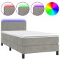 vidaXL Boxspringbett mit Matratze & LED Hellgrau 100x200 cm Samt vidaXL Boxspringbett mit Matratze & LED Hellgrau 100x200 cm Samt