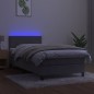 vidaXL Boxspringbett mit Matratze & LED Hellgrau 100x200 cm Samt vidaXL Boxspringbett mit Matratze & LED Hellgrau 100x200 cm Samt