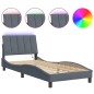 vidaXL Bettgestell mit LED-Leuchten Dunkelgrau 80x200 cm Samt vidaXL Bettgestell mit LED-Leuchten Dunkelgrau 80x200 cm Samt