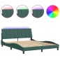 vidaXL Bettgestell mit LED-Leuchten Dunkelgrün 160x200 cm Samt vidaXL Bettgestell mit LED-Leuchten Dunkelgrün 160x200 cm Samt