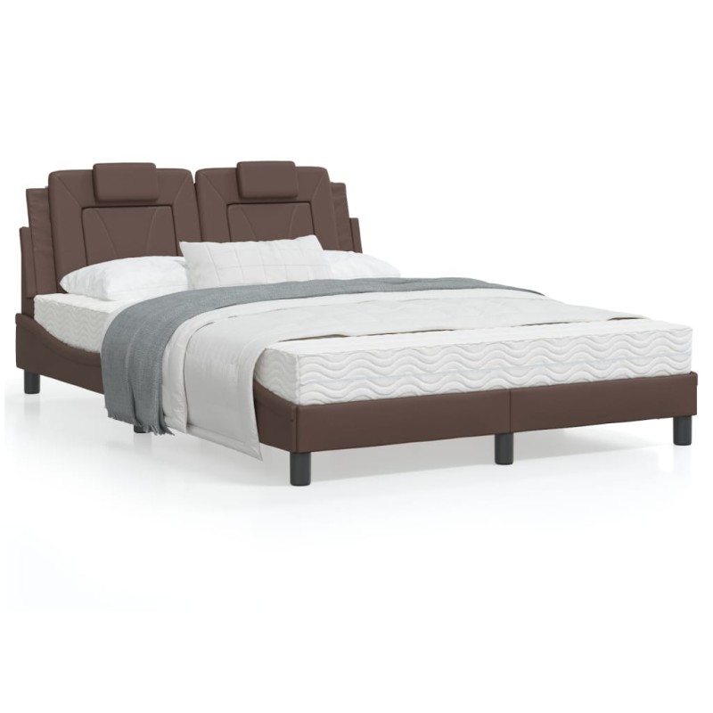 vidaXL Bettgestell mit Kopfteil Braun 120x200 cm Kunstleder vidaXL Bettgestell mit Kopfteil Braun 120x200 cm Kunstleder