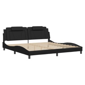 vidaXL Bettgestell mit Kopfteil Schwarz 200x200 cm Kunstleder