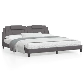 vidaXL Bettgestell mit Kopfteil Grau 200x200 cm Kunstleder