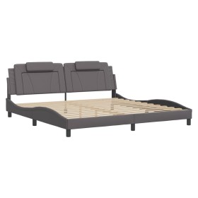 vidaXL Bettgestell mit Kopfteil Grau 200x200 cm Kunstleder