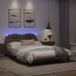 vidaXL Bettgestell mit LED Braun 120x200 cm Kunstleder