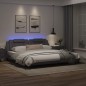 vidaXL Bettgestell mit LED Grau 200x200 cm Kunstleder vidaXL Bettgestell mit LED Grau 200x200 cm Kunstleder