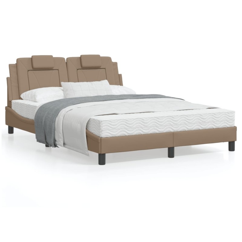 vidaXL Bettgestell mit LED Cappuccino-Braun 120x200 cm Kunstleder vidaXL Bettgestell mit LED Cappuccino-Braun 120x200 cm Kunstleder