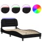 vidaXL Bettgestell mit LED Schwarz 90x190 cm Stoff vidaXL Bettgestell mit LED Schwarz 90x190 cm Stoff