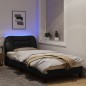 vidaXL Bettgestell mit LED Schwarz 90x190 cm Stoff vidaXL Bettgestell mit LED Schwarz 90x190 cm Stoff