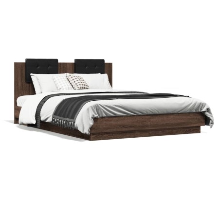vidaXL Bettgestell mit Kopfteil Braun Eichen-Optik 150x200 cm