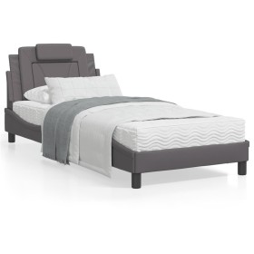vidaXL Bettgestell mit Kopfteil Grau 90x200 cm Kunstleder