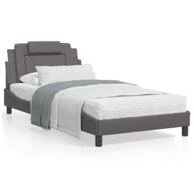 vidaXL Bettgestell mit Kopfteil Grau 100x200 cm Kunstleder