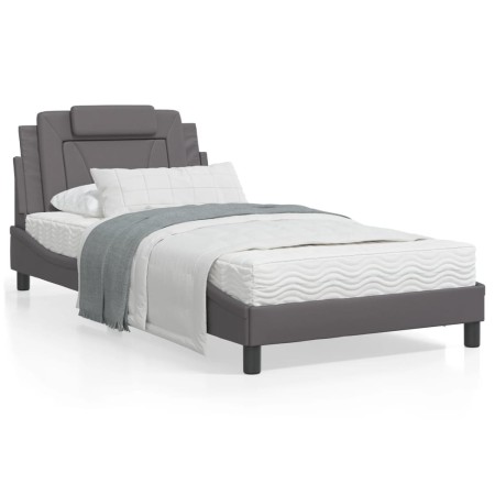 vidaXL Bettgestell mit Kopfteil Grau 100x200 cm Kunstleder