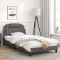 vidaXL Bettgestell mit Kopfteil Grau 100x200 cm Kunstleder vidaXL Bettgestell mit Kopfteil Grau 100x200 cm Kunstleder