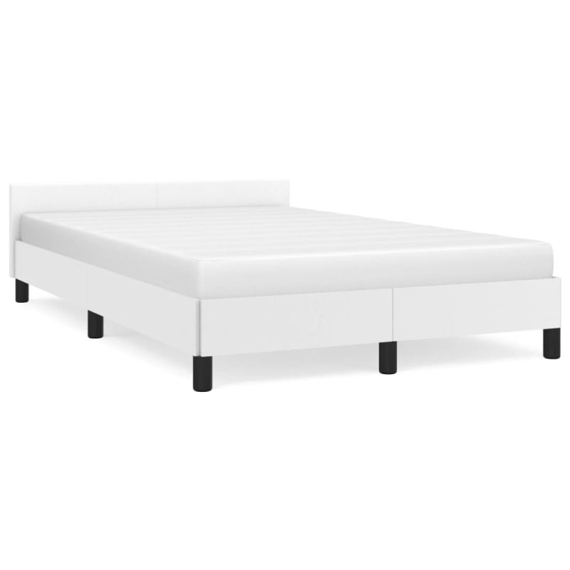 vidaXL Bettgestell mit Kopfteil Weiß 120x190 cm Kunstleder vidaXL Bettgestell mit Kopfteil Weiß 120x190 cm Kunstleder