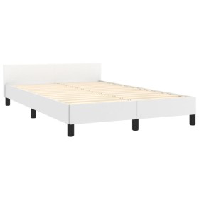 vidaXL Bettgestell mit Kopfteil Weiß 120x190 cm Kunstleder