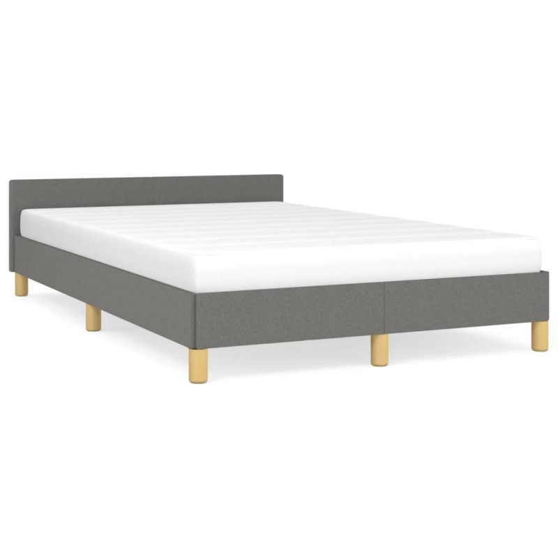 vidaXL Bettgestell mit Kopfteil Dunkelgrau 120x190 cm Stoff vidaXL Bettgestell mit Kopfteil Dunkelgrau 120x190 cm Stoff