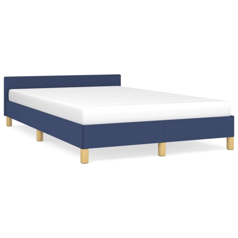 vidaXL Bettgestell mit Kopfteil Blau 120x190 cm Stoff vidaXL Bettgestell mit Kopfteil Blau 120x190 cm Stoff