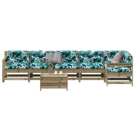 vidaXL 7-tlg. Garten-Lounge-Set mit Kissen Imprägniertes Kiefernholz