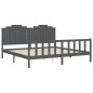 Massivholzbett mit Kopfteil Grau 200x200 cm Massivholzbett mit Kopfteil Grau 200x200 cm