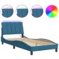 vidaXL Bettgestell mit LED-Leuchten Blau 90x190 cm Samt vidaXL Bettgestell mit LED-Leuchten Blau 90x190 cm Samt