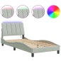 vidaXL Bettgestell mit LED-Leuchten Hellgrau 90x200 cm Samt vidaXL Bettgestell mit LED-Leuchten Hellgrau 90x200 cm Samt