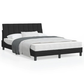 vidaXL Bettgestell mit LED-Leuchten Schwarz 140x200 cm Samt