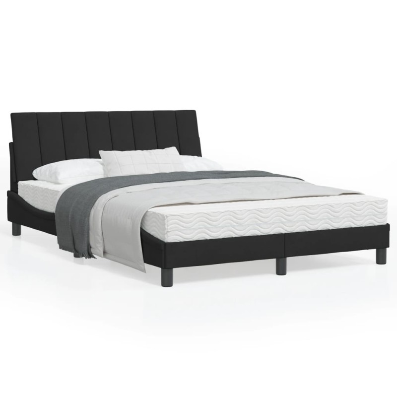 vidaXL Bettgestell mit LED-Leuchten Schwarz 140x200 cm Samt vidaXL Bettgestell mit LED-Leuchten Schwarz 140x200 cm Samt