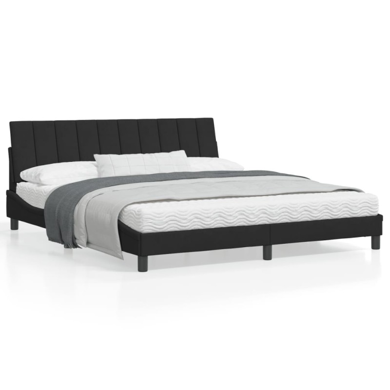 vidaXL Bettgestell mit LED-Leuchten Schwarz 180x200 cm Samt vidaXL Bettgestell mit LED-Leuchten Schwarz 180x200 cm Samt