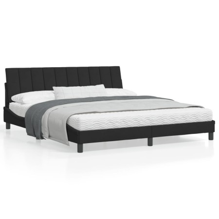 vidaXL Bettgestell mit LED-Leuchten Schwarz 180x200 cm Samt