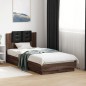 vidaXL Bettgestell mit Kopfteil und LED-Leuchten Braun Eiche 90x190 cm vidaXL Bettgestell mit Kopfteil und LED-Leuchten Braun Eiche 90x190 cm