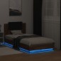 vidaXL Bettgestell mit Kopfteil und LED-Leuchten Braun Eiche 90x190 cm vidaXL Bettgestell mit Kopfteil und LED-Leuchten Braun Eiche 90x190 cm