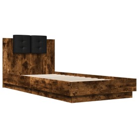 vidaXL Bettgestell mit Kopfteil Räuchereiche 100x200 cm Holzwerkstoff