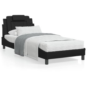 vidaXL Bettgestell mit LED Schwarz 80x200 cm Kunstleder