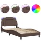 vidaXL Bettgestell mit LED Braun 100x200 cm Kunstleder vidaXL Bettgestell mit LED Braun 100x200 cm Kunstleder