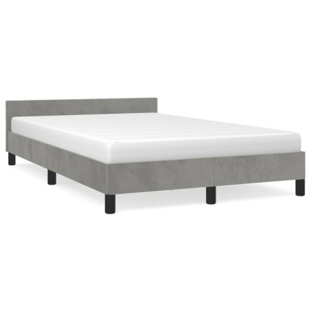 vidaXL Bettgestell mit Kopfteil Hellgrau 120x190 cm Samt