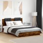 vidaXL Bettgestell mit Kopfteil Räuchereiche 140x200 cm Holzwerkstoff vidaXL Bettgestell mit Kopfteil Räuchereiche 140x200 cm Holzwerkstoff