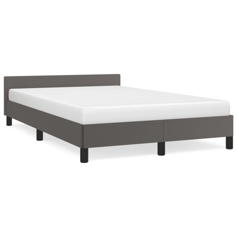 vidaXL Bettgestell mit Kopfteil Grau 120x190 cm Kunstleder vidaXL Bettgestell mit Kopfteil Grau 120x190 cm Kunstleder