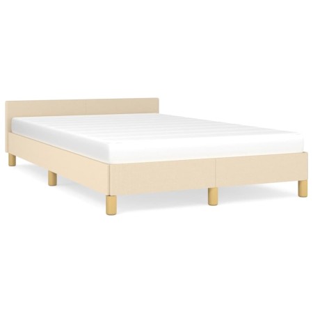 vidaXL Bettgestell mit Kopfteil Creme 120x190 cm Stoff