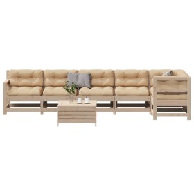 vidaXL 7-tlg. Garten-Lounge-Set mit Kissen Massivholz Kiefer