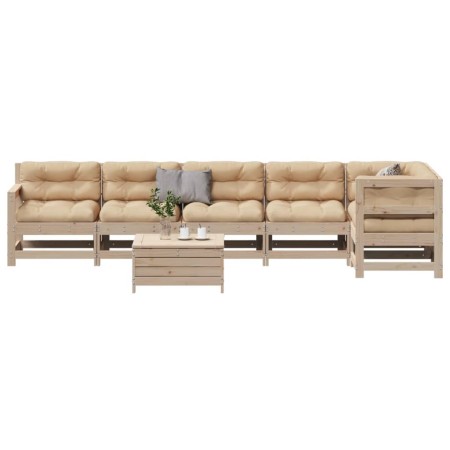 vidaXL 7-tlg. Garten-Lounge-Set mit Kissen Massivholz Kiefer